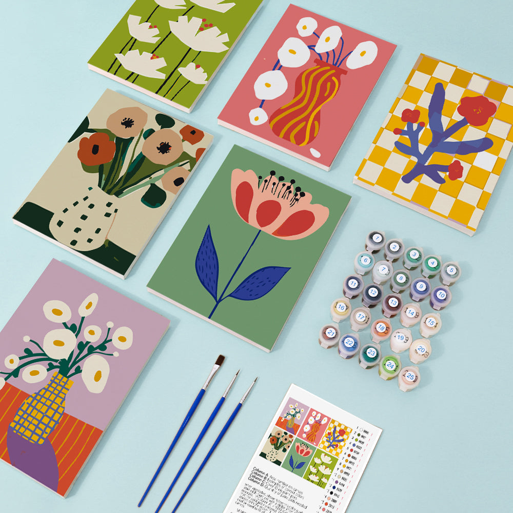 6 Mini Painting Set – Paint by Numbers Modern Flowers-2