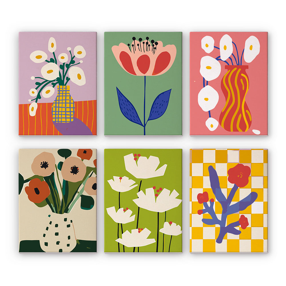 6 Mini Painting Set – Paint by Numbers Modern Flowers