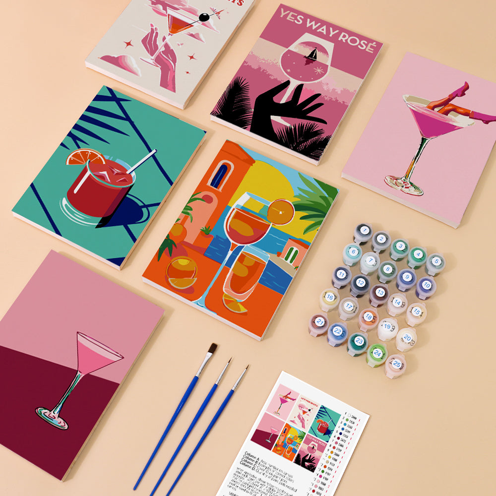 6 Mini Painting Set – Paint by Numbers Pink Cocktails-zoom-2