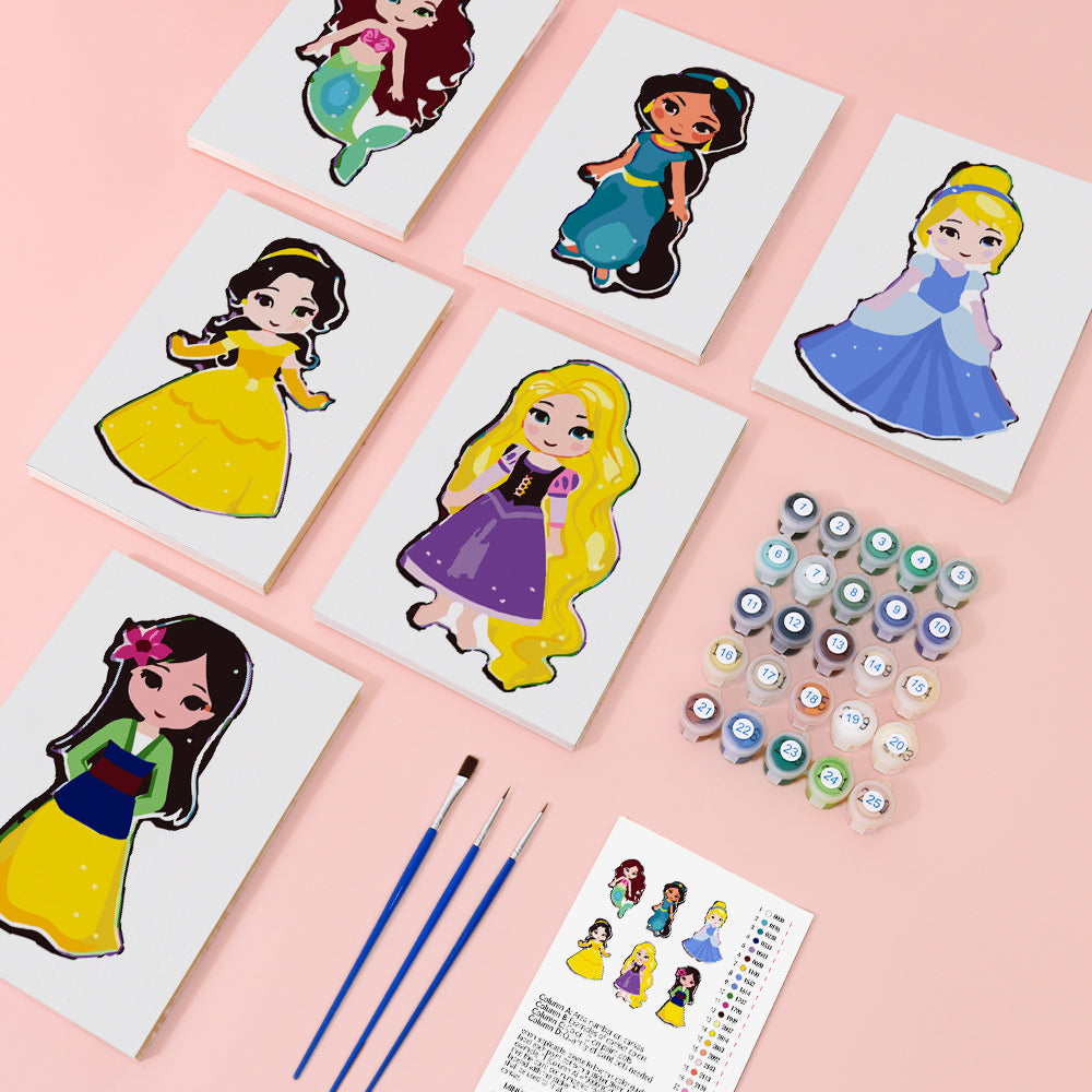 6 Mini Painting Set – Paint by Numbers Princess Collection-zoom-2