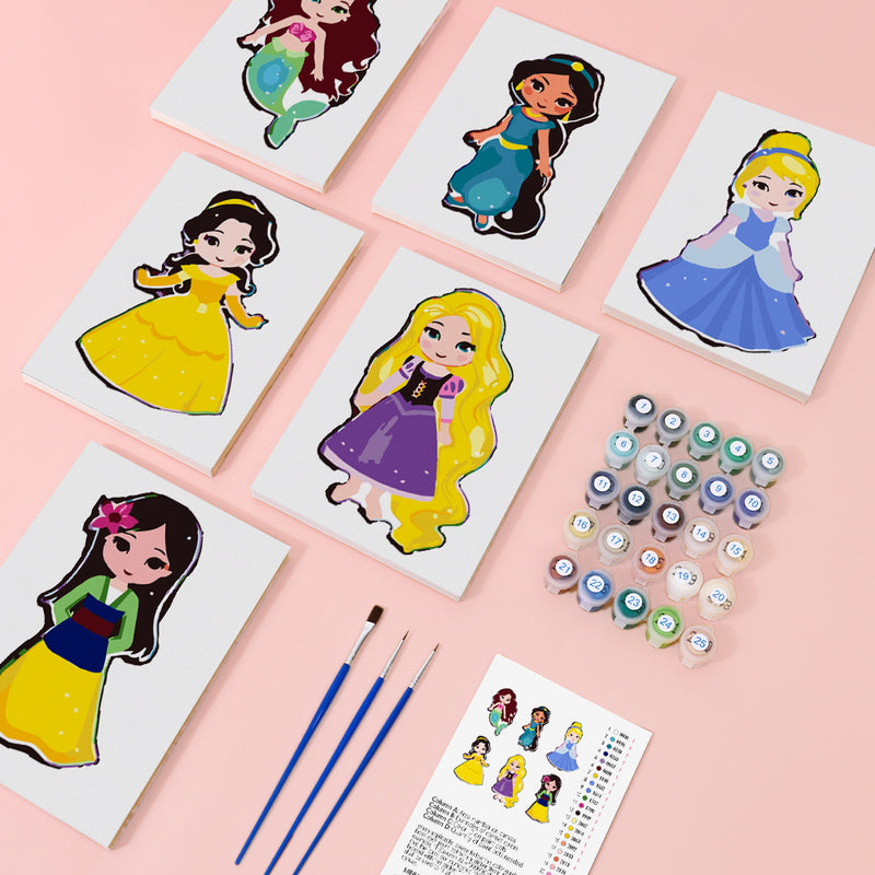 6 Mini Painting Set – Paint by Numbers Princess Collection-zoom-