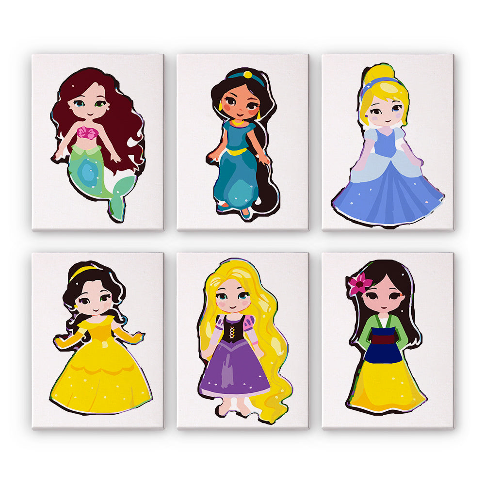 6 Mini Painting Set – Paint by Numbers Princess Collection-zoom-1