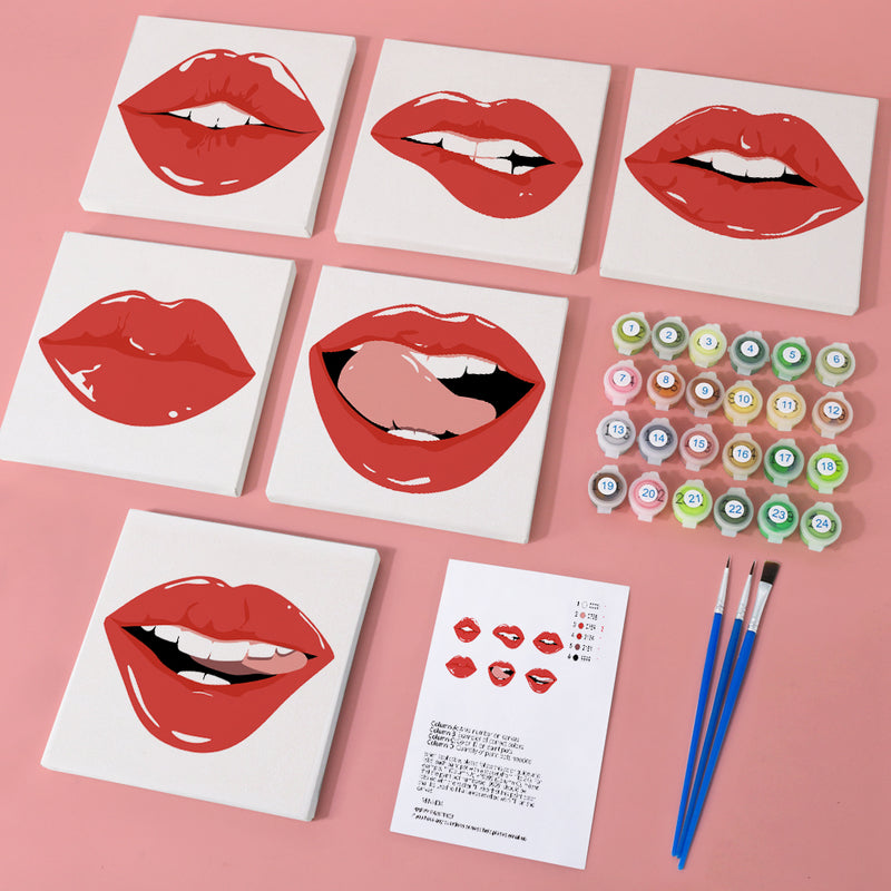 6 Mini Painting Set – Paint by Numbers Red Lips-zoom-