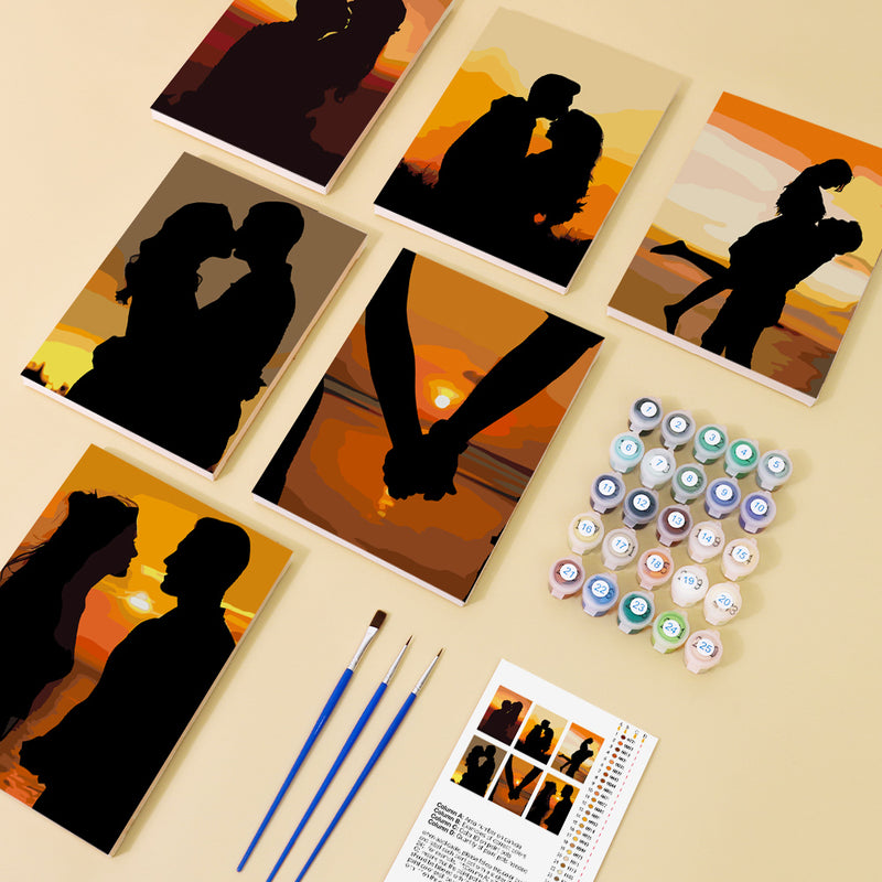 6 Mini Painting Set – Paint by Numbers Romantic Sunset-zoom-