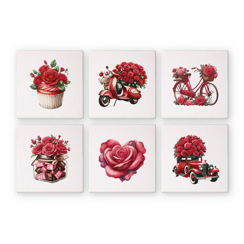 6 Mini Painting Set – Paint by Numbers Roses Collection-zoom-