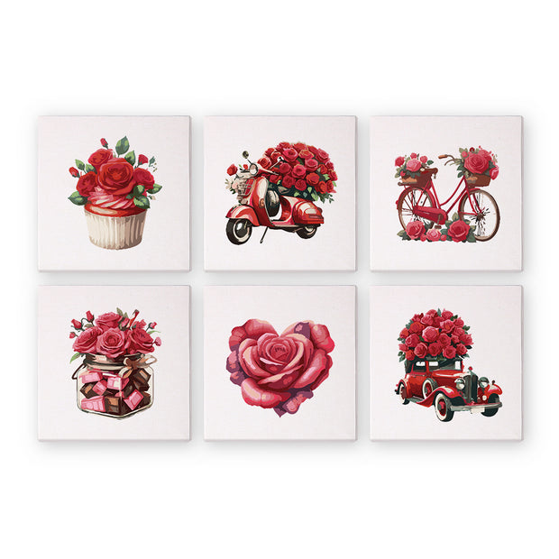 6 Mini Painting Set – Paint by Numbers Roses Collection