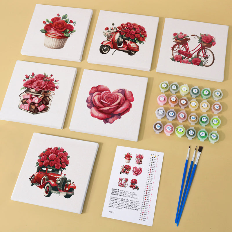 6 Mini Painting Set – Paint by Numbers Roses Collection-zoom-