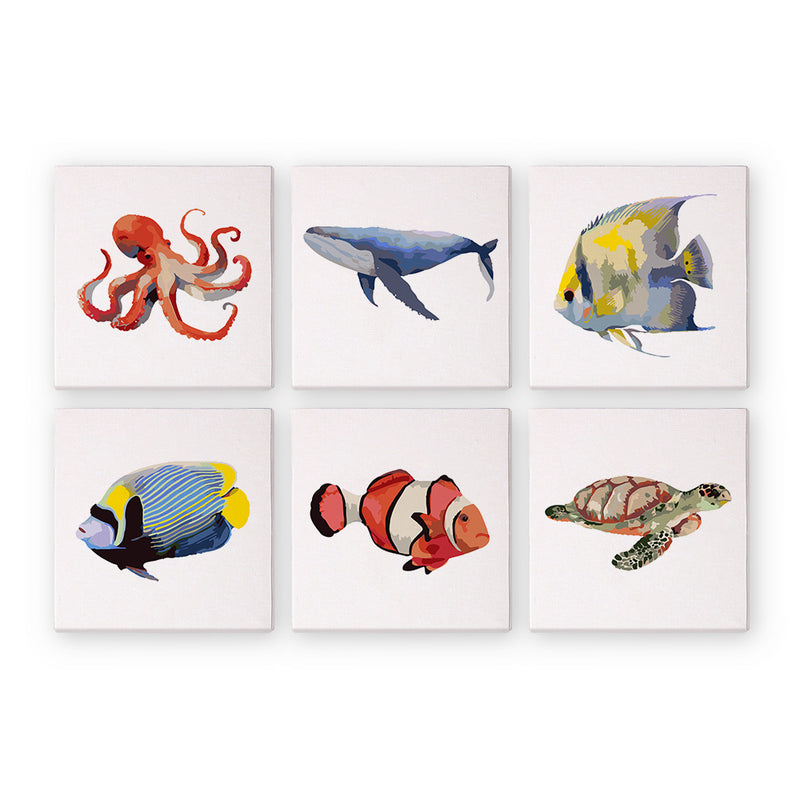 6 Mini Painting Set – Paint by Numbers Sea Animals-zoom-