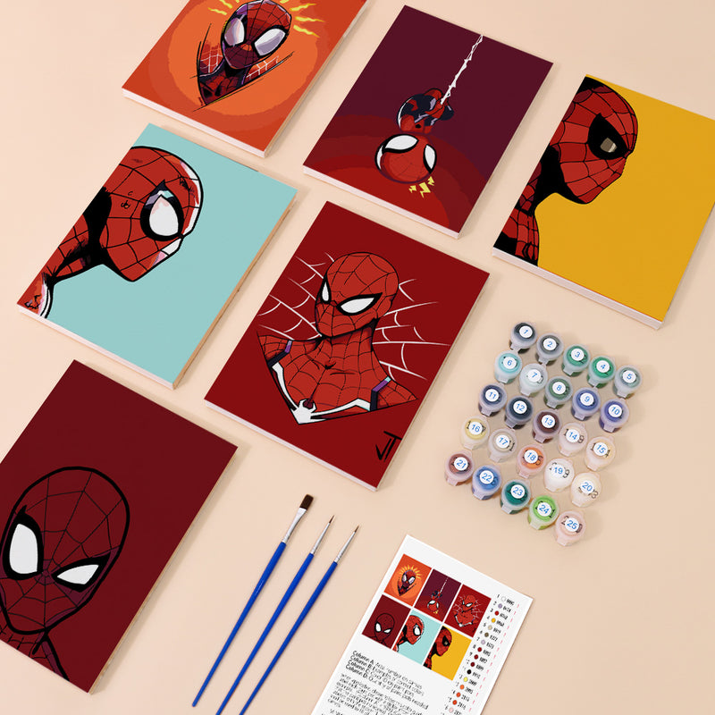 6 Mini Painting Set – Paint by Numbers Spider-Man Edition-zoom-