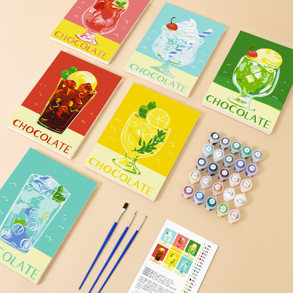6 Mini Painting Set – Paint by Numbers Summer Drinks-2