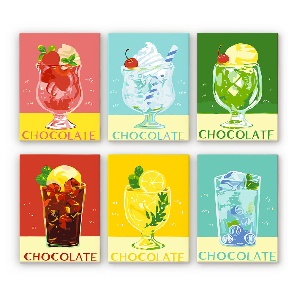 6 Mini Painting Set – Paint by Numbers Summer Drinks-1