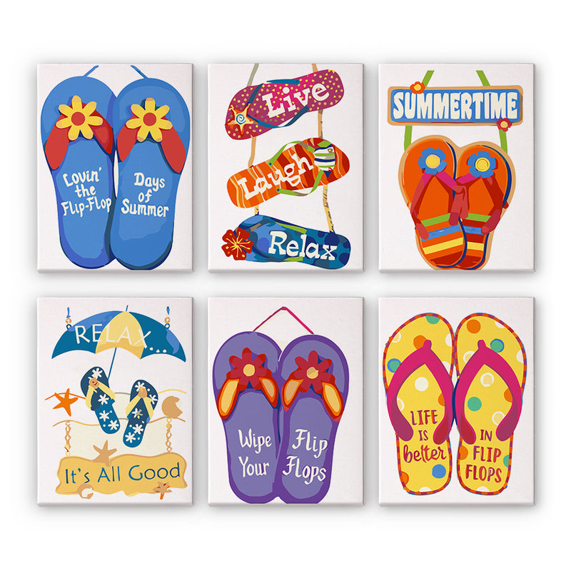 6 Mini Painting Set – Paint by Numbers Summer Flip Flops-zoom-