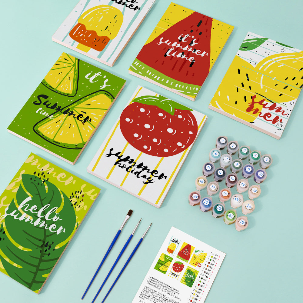 6 Mini Painting Set – Paint by Numbers Summer Fruits-zoom-2