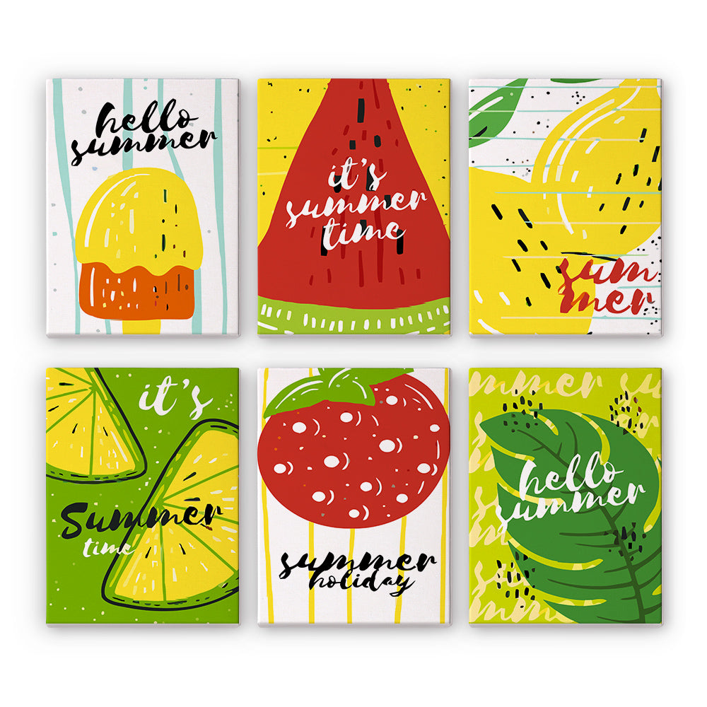 6 Mini Painting Set – Paint by Numbers Summer Fruits-1