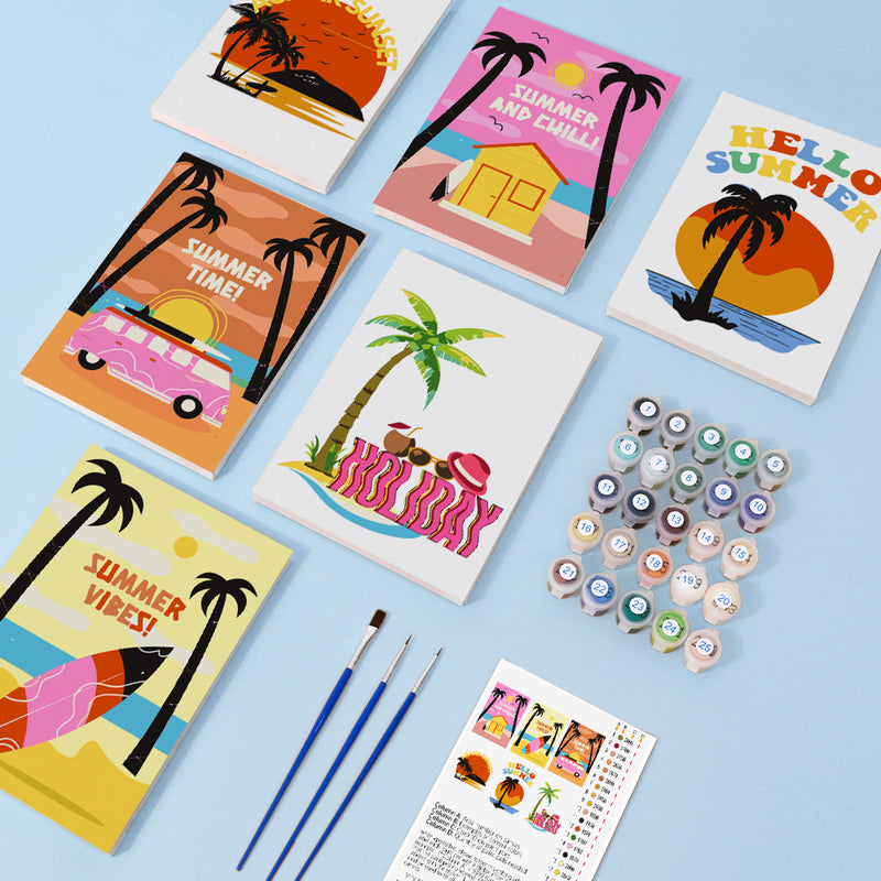 6 Mini Painting Set – Paint by Numbers Summer Holiday-zoom-