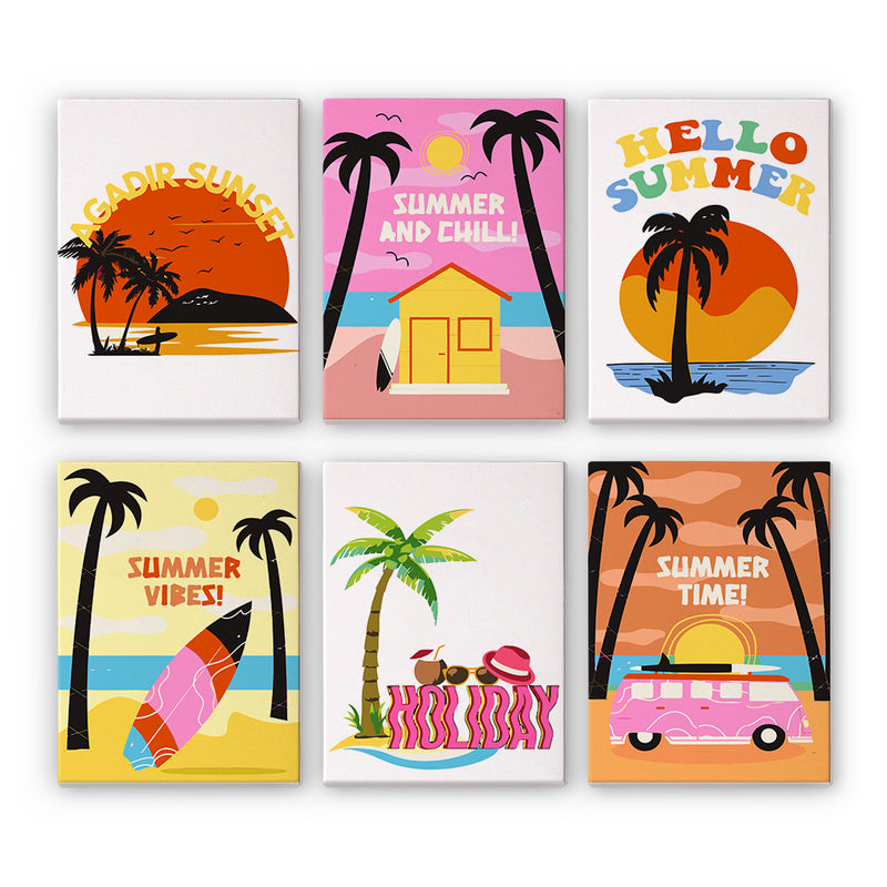 6 Mini Painting Set – Paint by Numbers Summer Holiday-zoom-