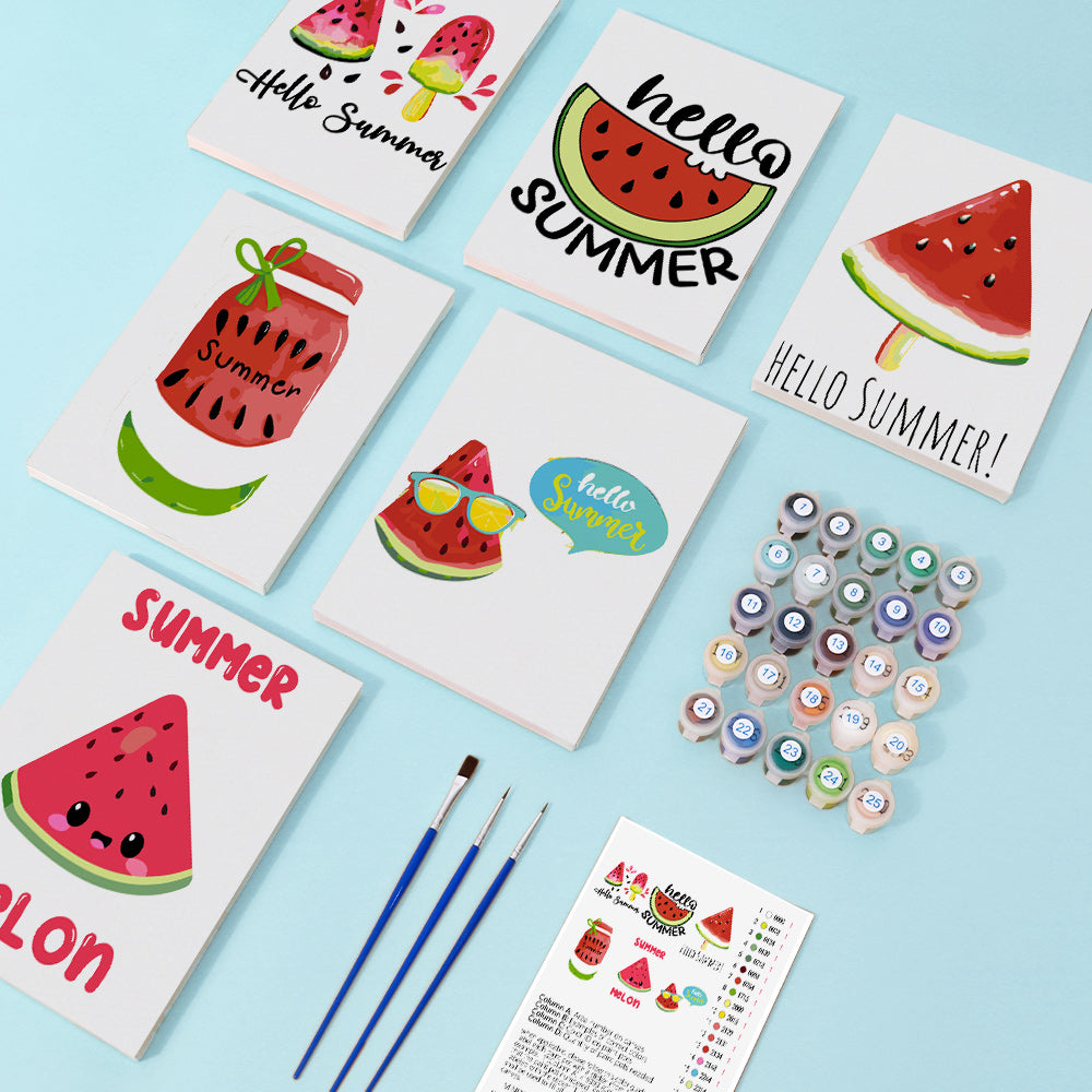 6 Mini Painting Set – Paint by Numbers Summer Watermelon-2