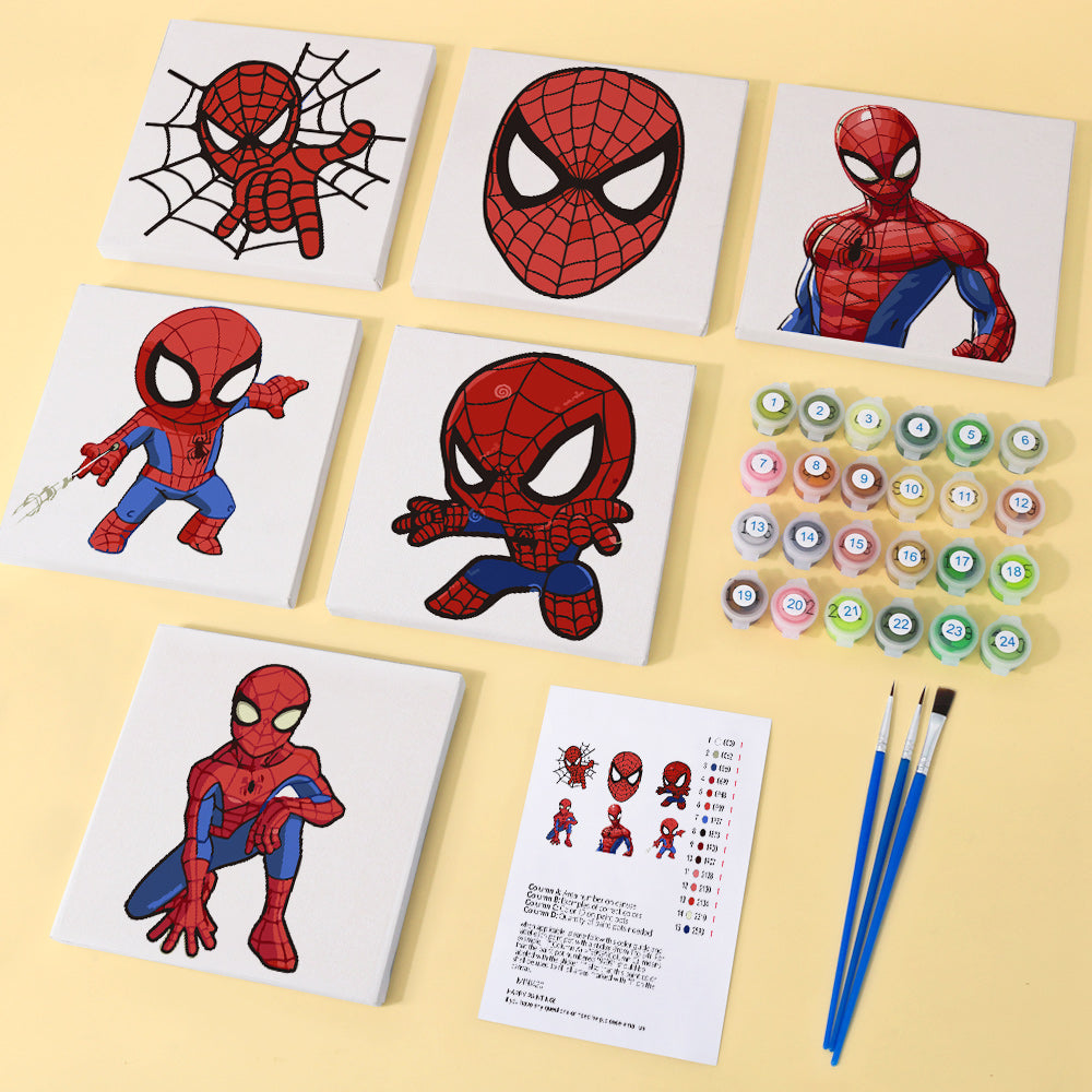 6 Mini Painting Set – Paint by Numbers Superhero Style-zoom-2