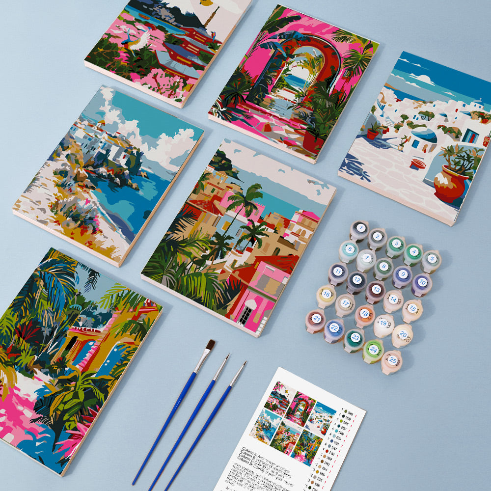 Travel Destinations Mini Painting Set – 6 Canvases-zoom-2
