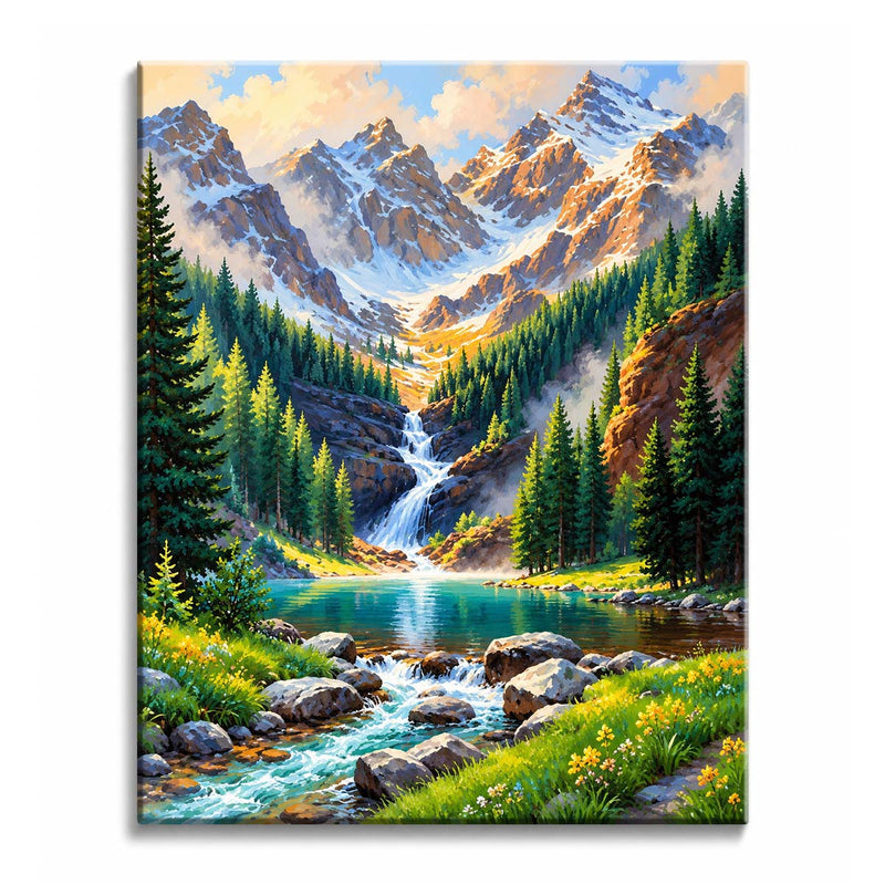 Mountain Waterfall Paint by Numbers Kit-zoom-