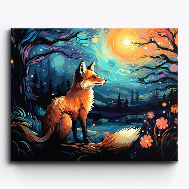 Mystic Fox Under Moonlight Paint by Numbers Kit