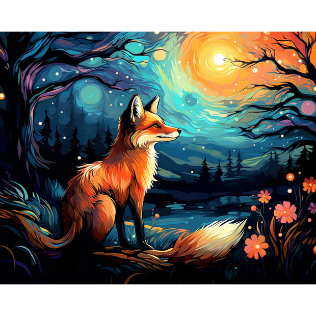 Mystic Fox Under Moonlight Paint by Numbers Kit