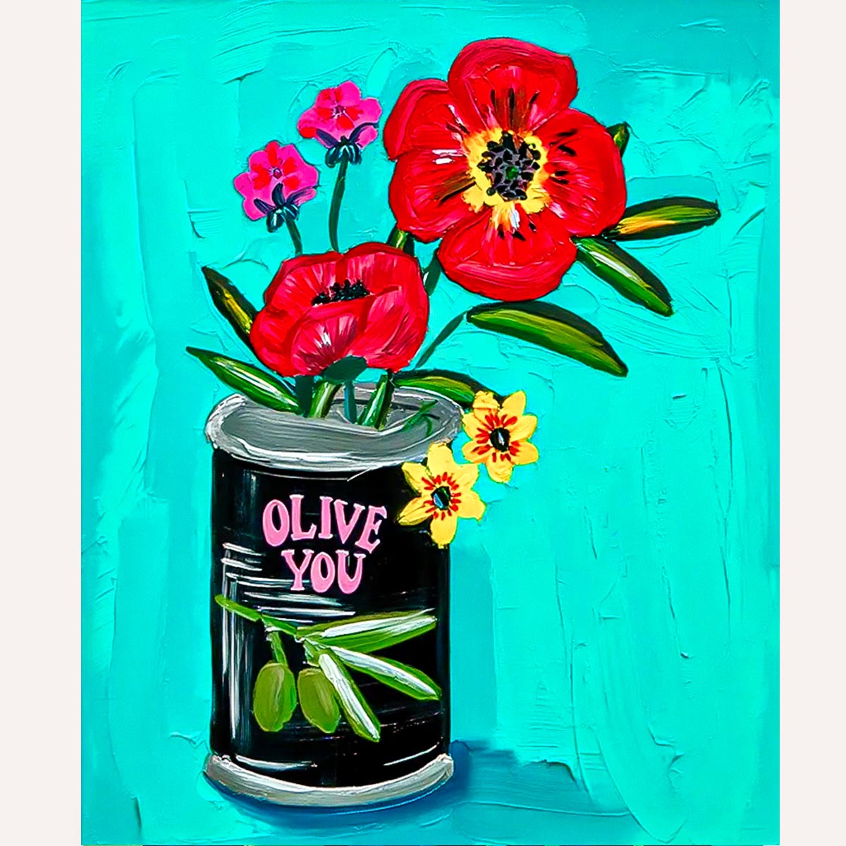 Olive You Floral Can Paint by Numbers Kit-zoom-2