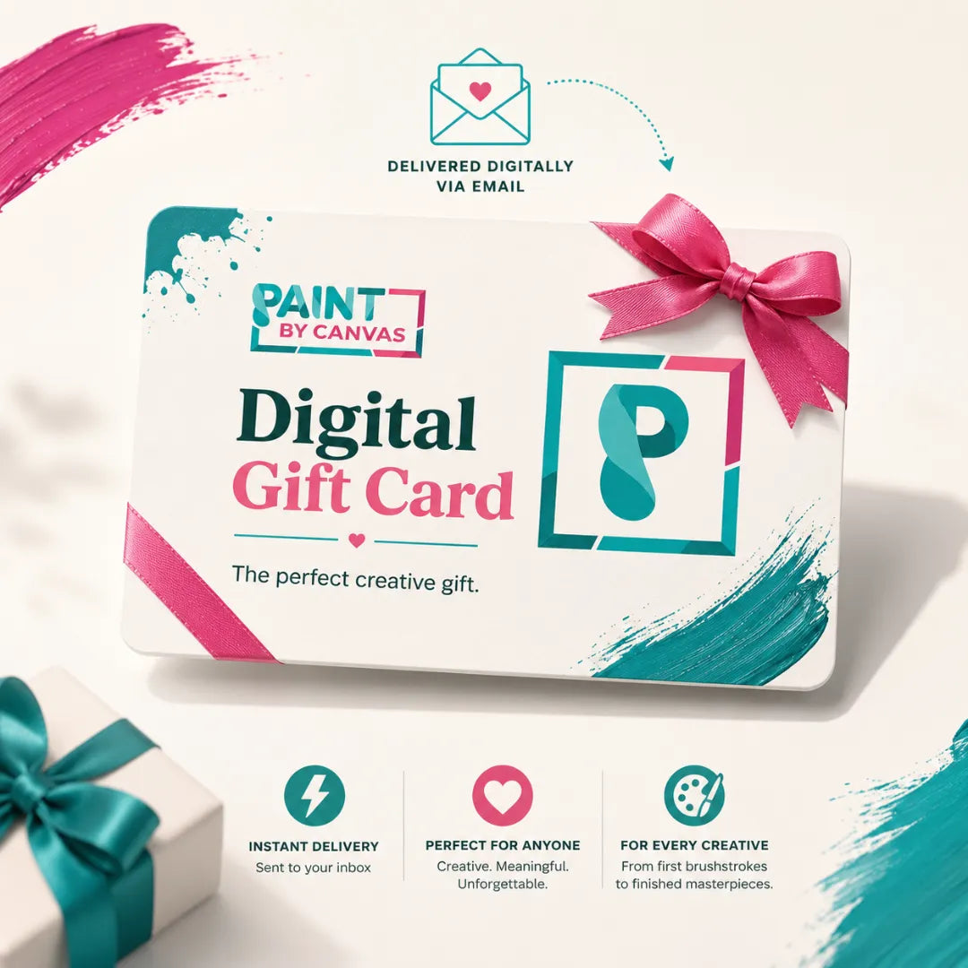 Paint by Number gift card digital voucher for custom paint by numbers and creative art kits