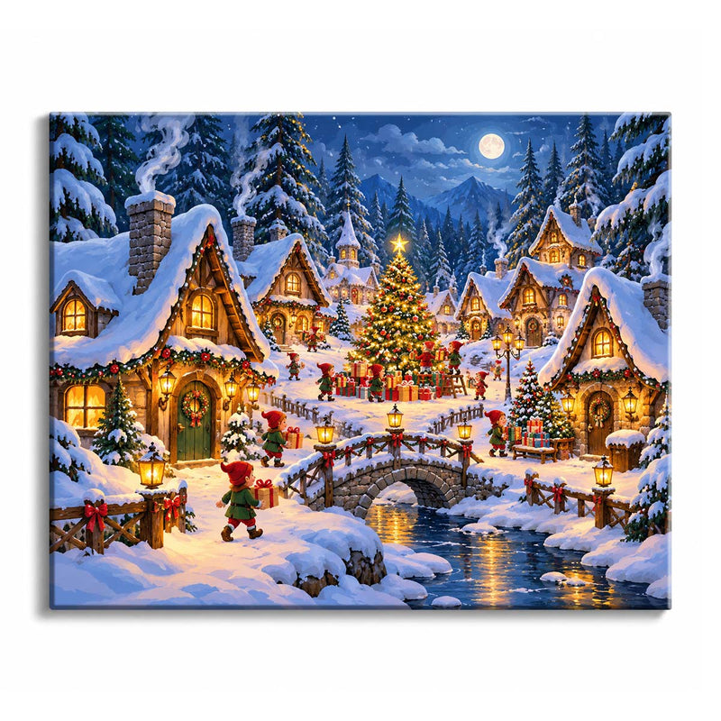 Christmas Elf Village Paint by Numbers Kit-zoom-