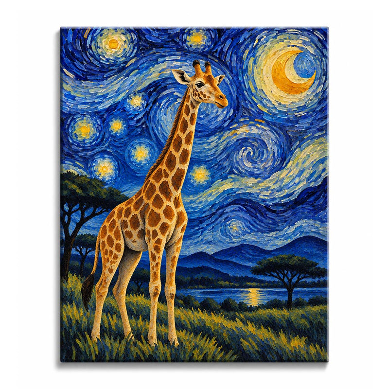 Van Gogh Style Giraffe Paint by Numbers Kit-zoom-