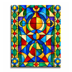 For painters who prefer geometric subjects, this stained glass abstract paint by numbers kit layers circles, crescents, and angular panes.