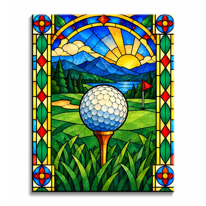 Stained Glass Golf Paint by Numbers Kit-zoom-