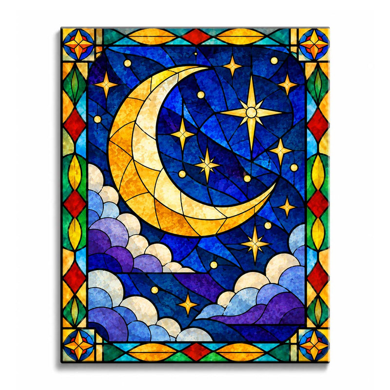 Stained Glass Moon Paint by Numbers Kit-zoom-