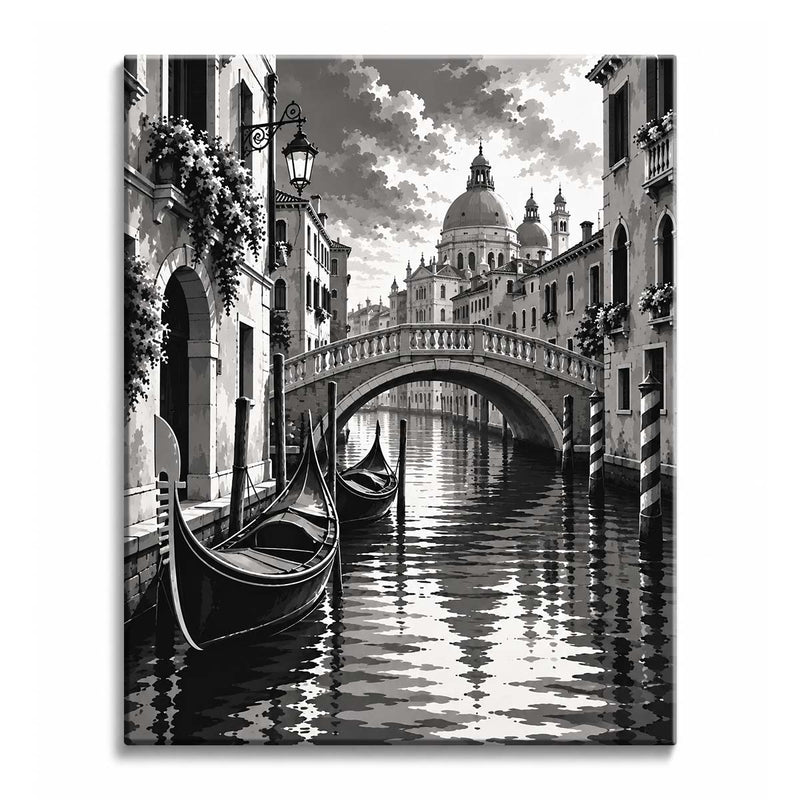 Black and White Venice Canal Paint by Numbers Kit-zoom-