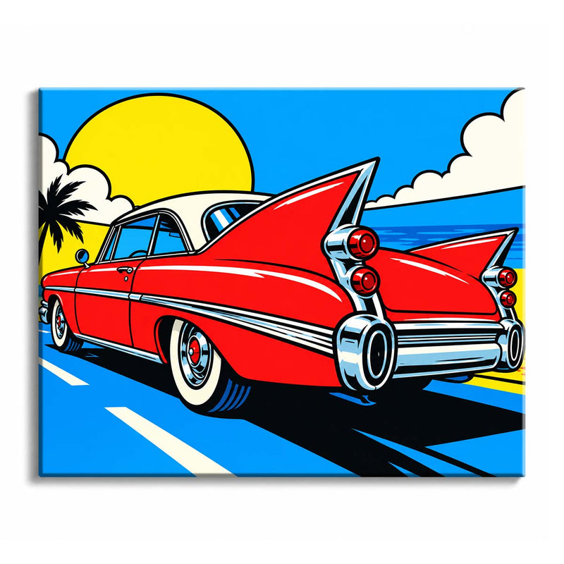 Red Vintage Car Paint by Numbers Kit-zoom-