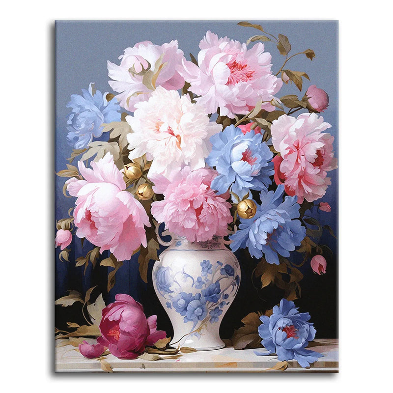 Peonies in a Porcelain Vase-zoom-