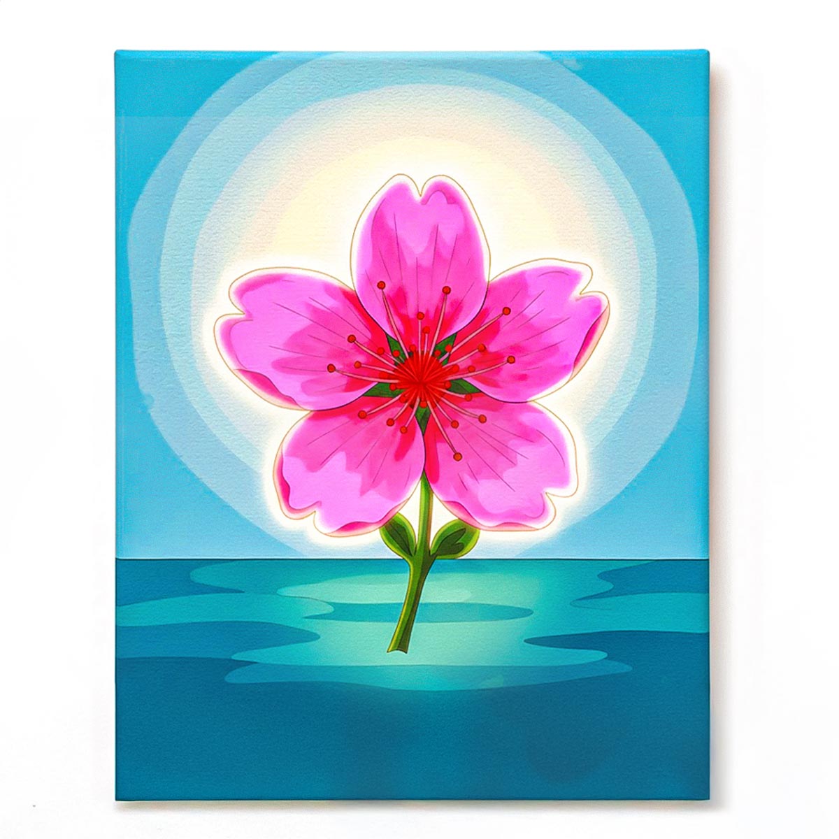 Pink Blossom on Water Paint by Numbers Kit-zoom-1