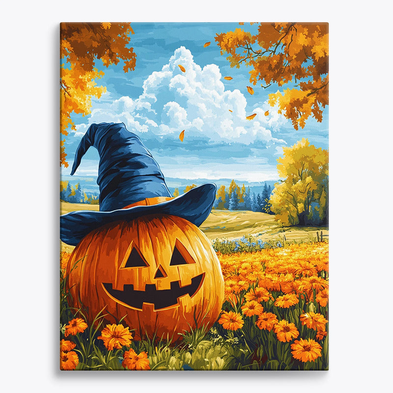 Pumpkin in Autumn Field Paint by Numbers Kit-zoom-