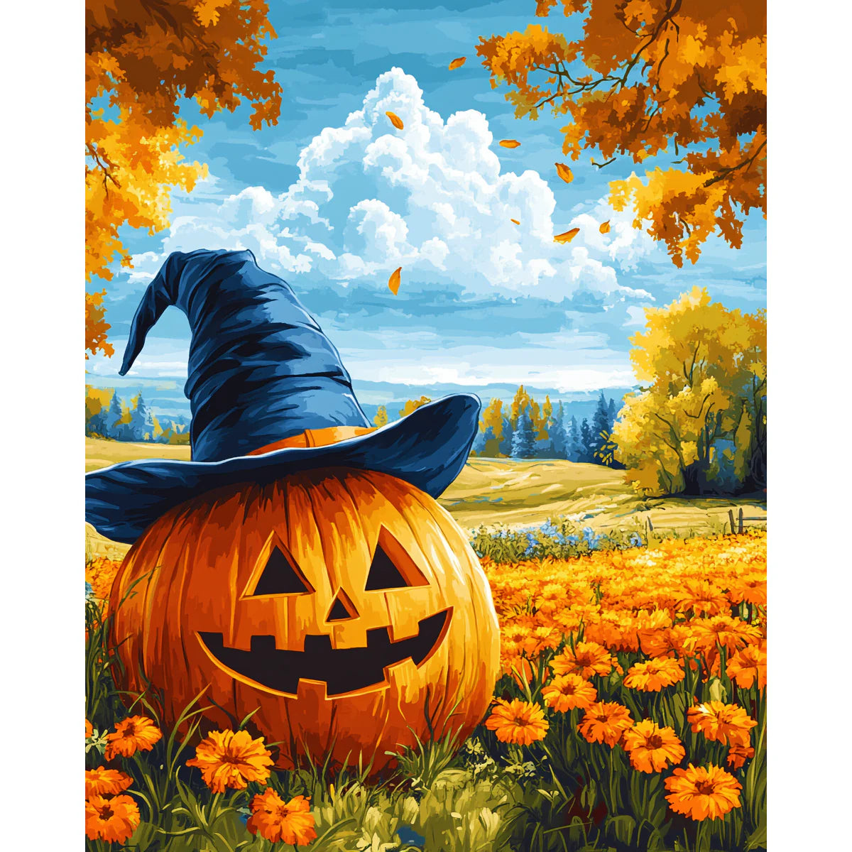 Pumpkin in Autumn Field Paint by Numbers Kit-zoom-2