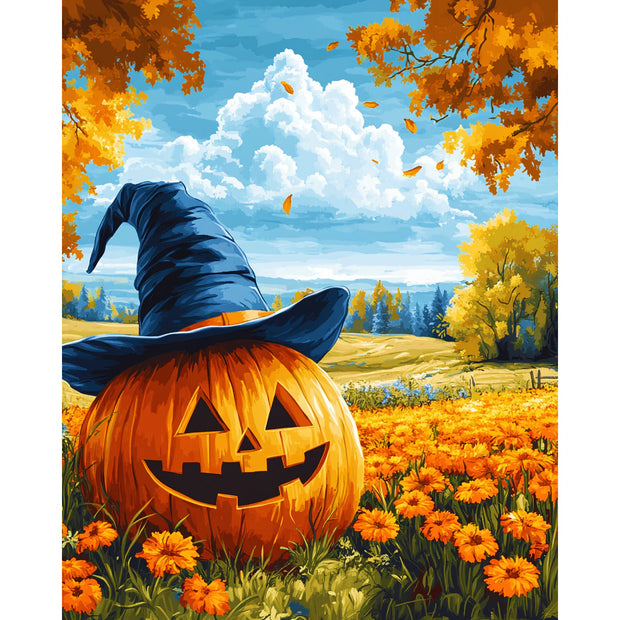 Pumpkin in Autumn Field Paint by Numbers Kit