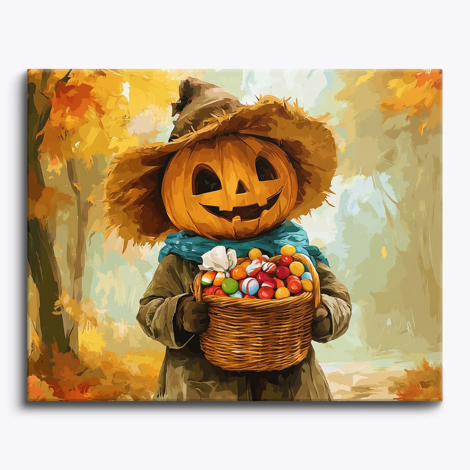 Pumpkin Candy Basket Paint by Numbers Kit-zoom-1