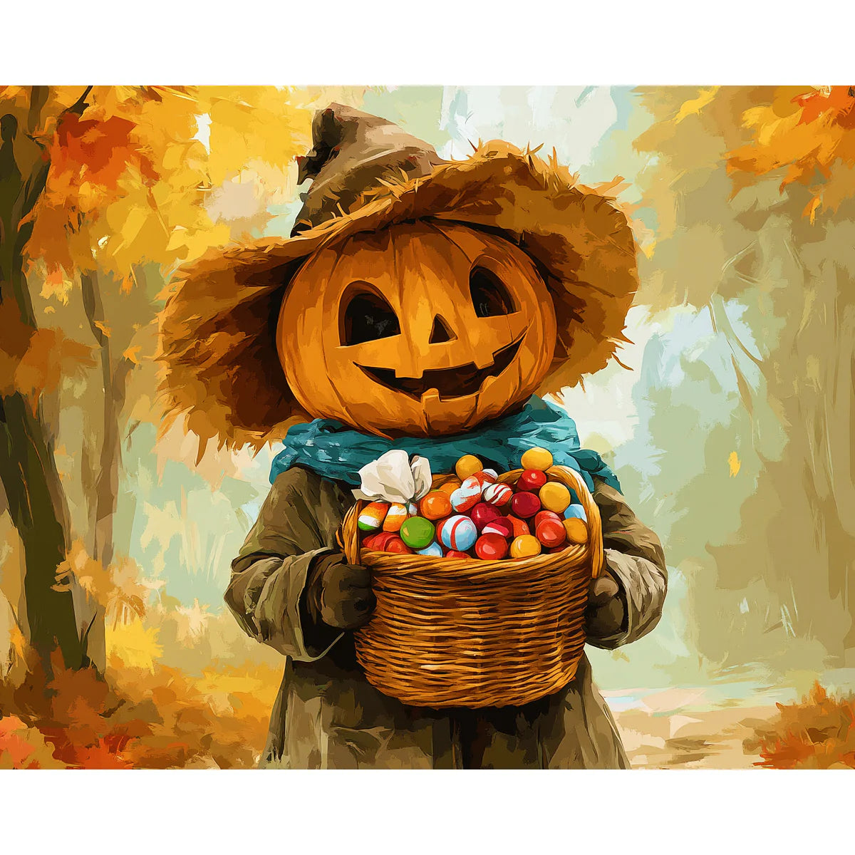 Pumpkin Candy Basket Paint by Numbers Kit-2