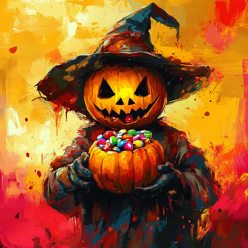 Pumpkin Candy Collector Paint by Numbers Kit-zoom-