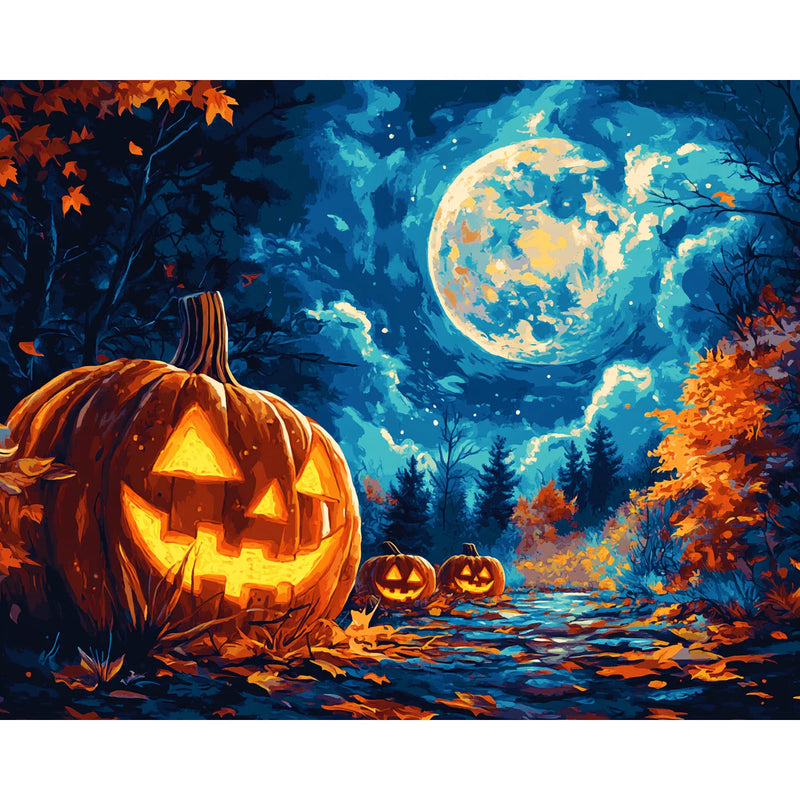 Pumpkin Moonlight Paint by Numbers Kit-zoom-
