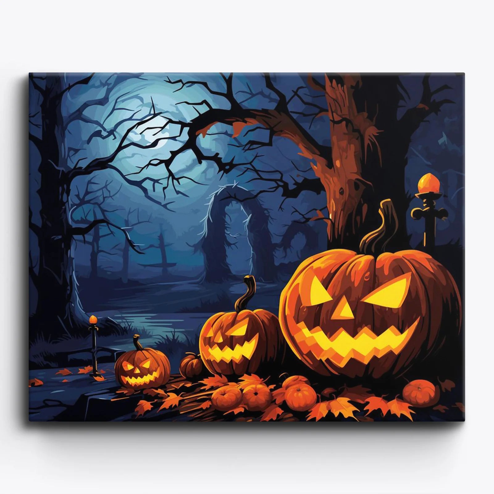 Pumpkins in Haunted Forest Paint by Numbers Kit-1