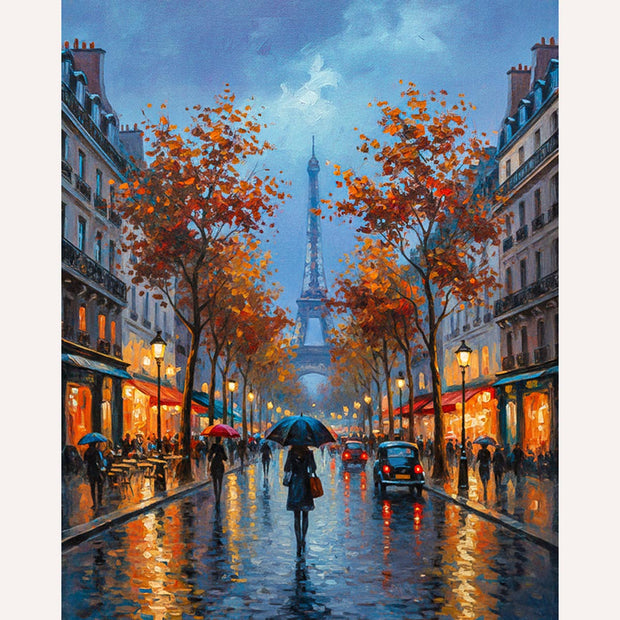 Paris Street in the Rain Paint by Numbers Kit
