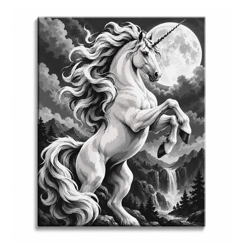 Black and White Unicorn Paint by Numbers Kit-zoom-