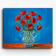 Red Poppies in Glass Vase Paint by Numbers Kit
