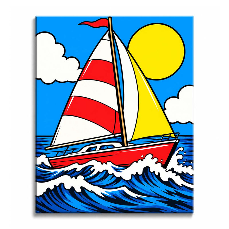 Pop Art Sailboat Paint by Numbers Kit-zoom-