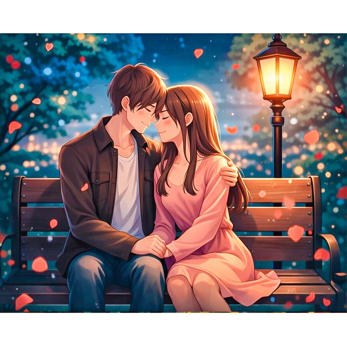 Romantic Bench Couple Paint by Numbers Kit-zoom-2